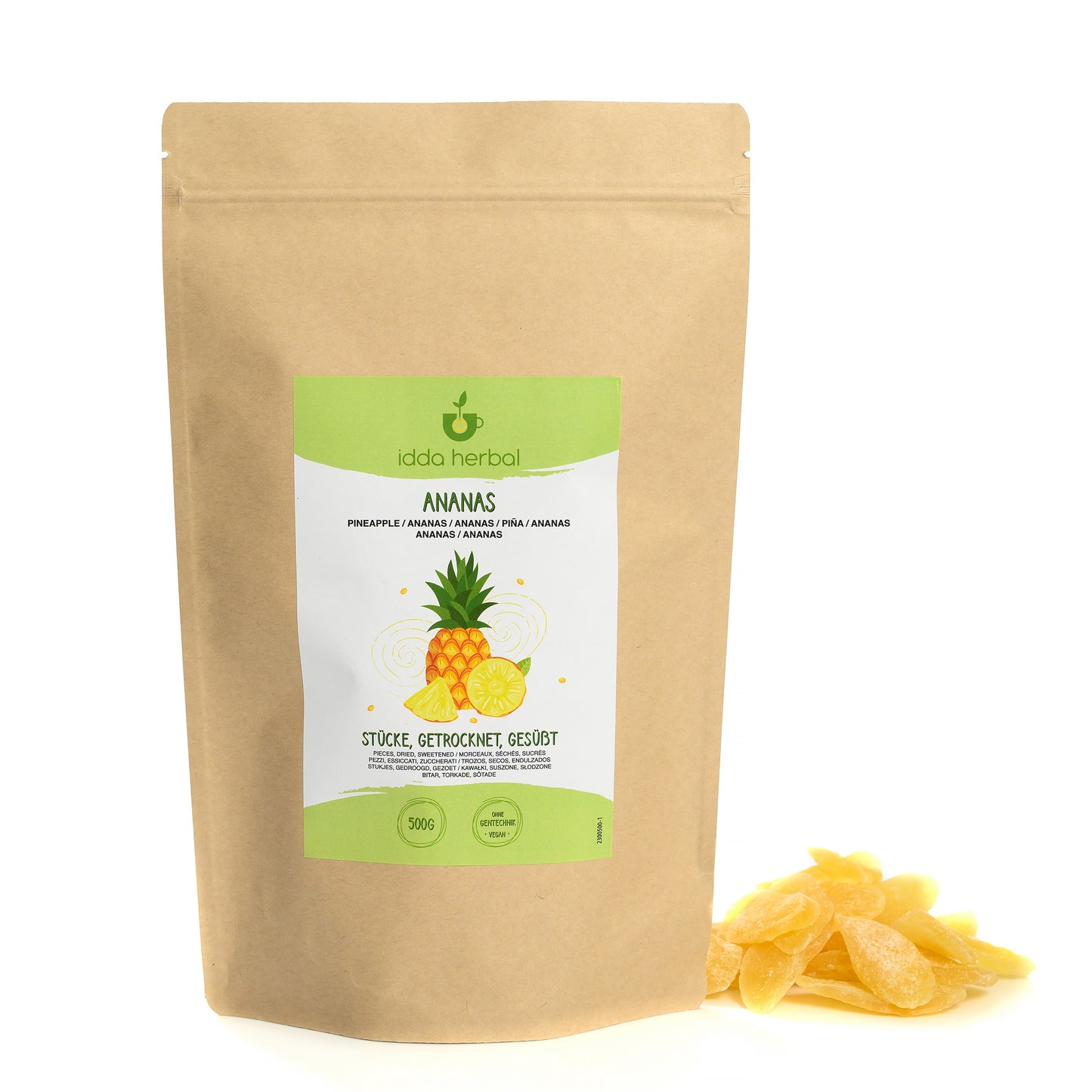 Pineapple pieces, dried