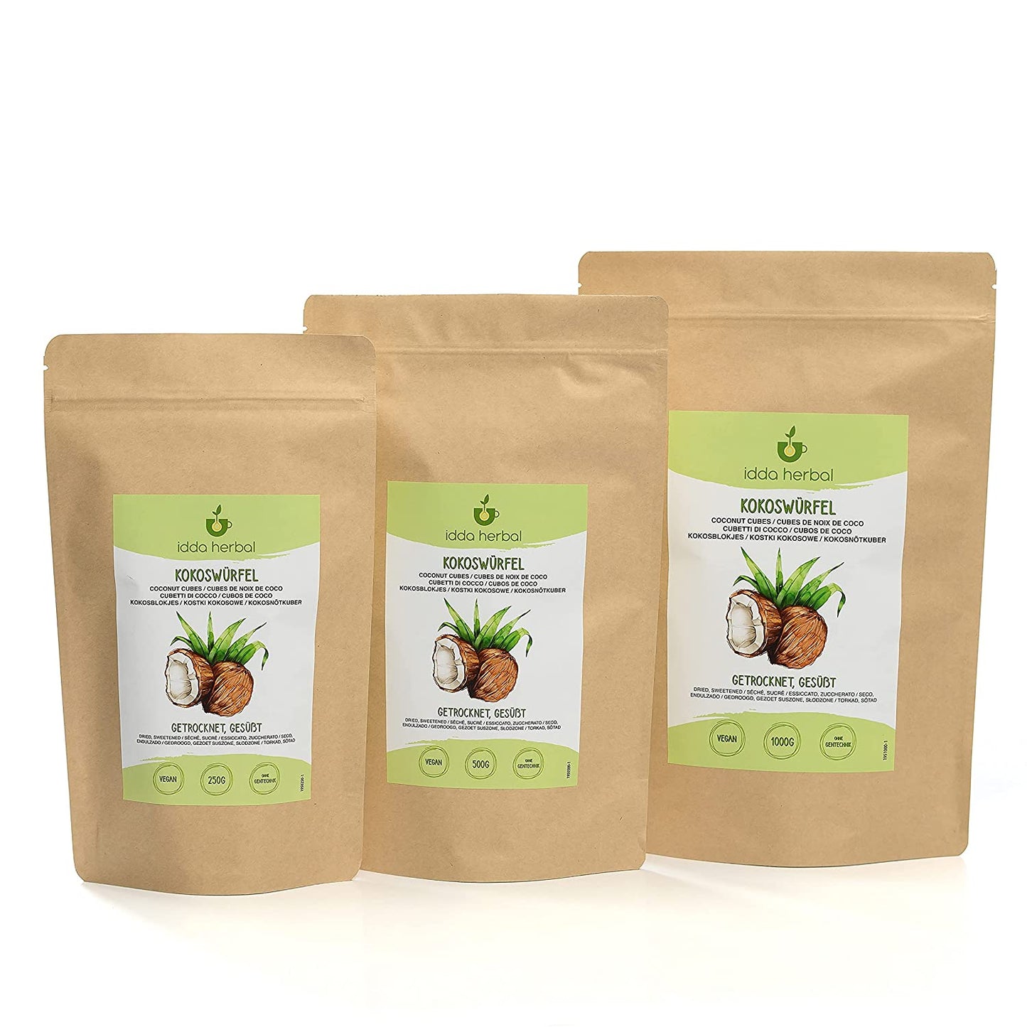 Coconut cubes, dried