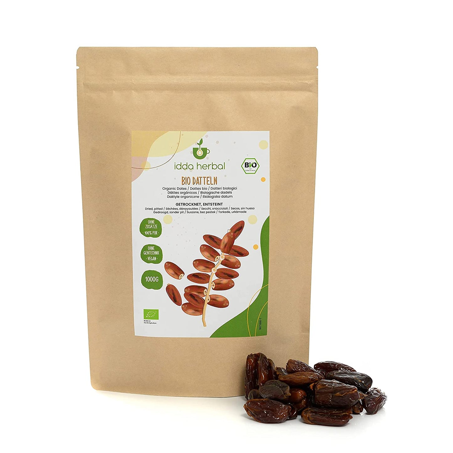 Organic dates, pitted, dried