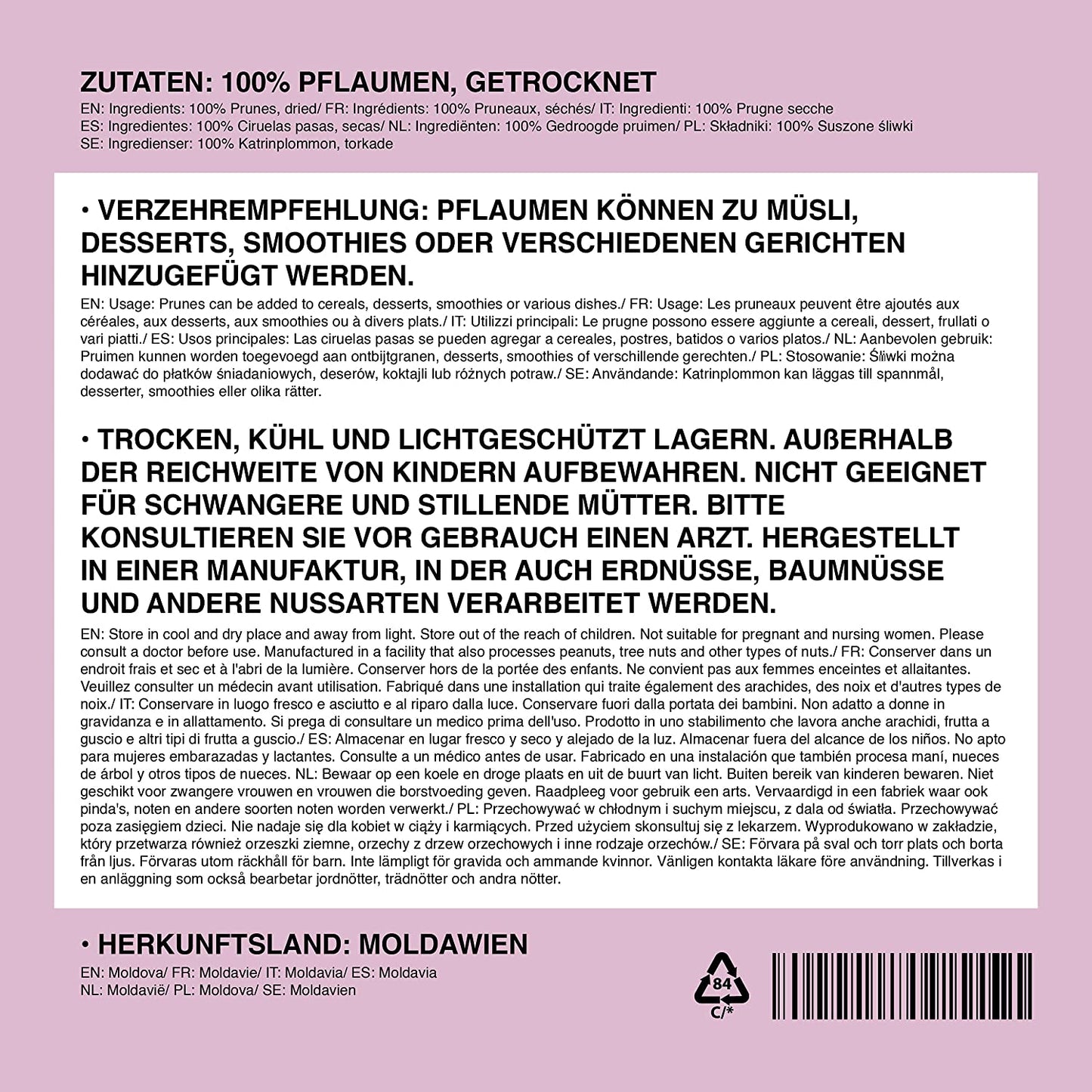 Plums, pitted, dried