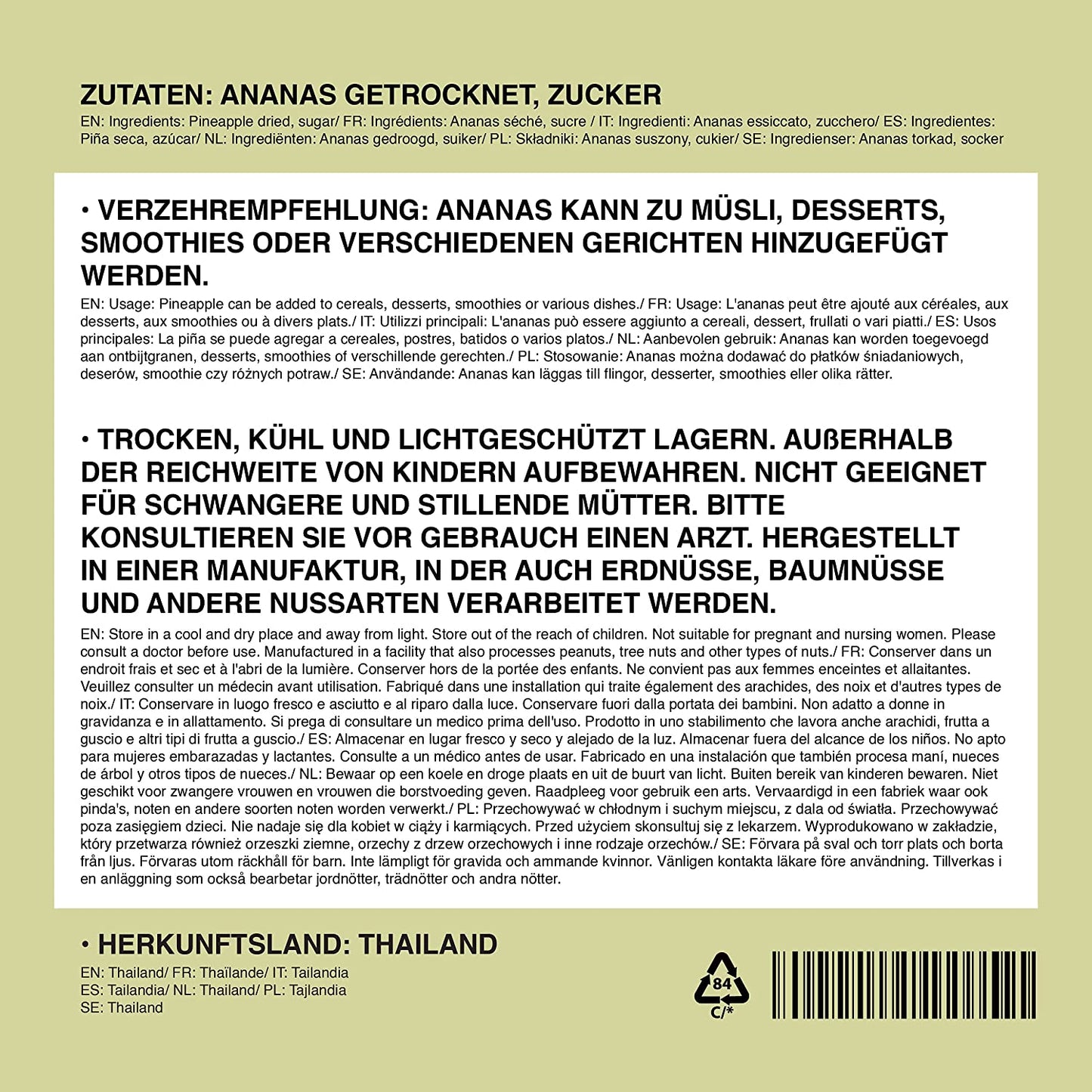 Pineapple whole, dried