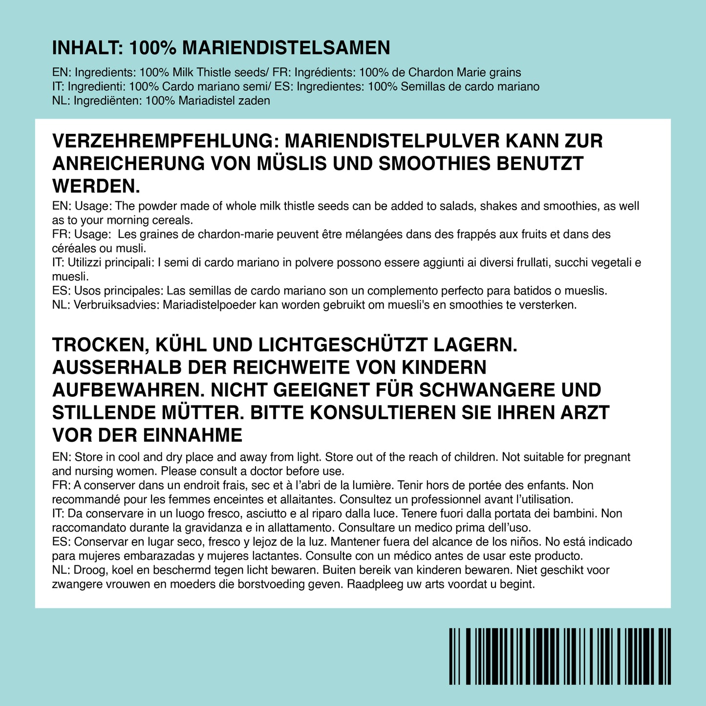 Milk thistle seed powder