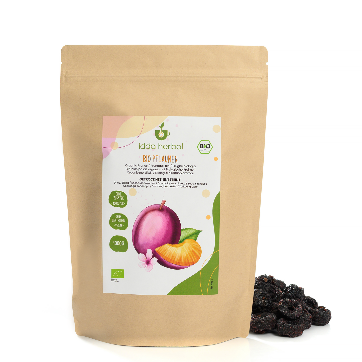 Organic plums, pitted, dried